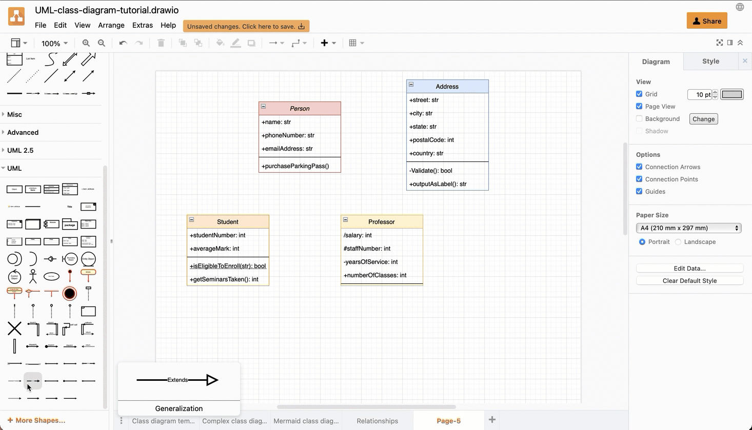 Draw.io UML class diagrams