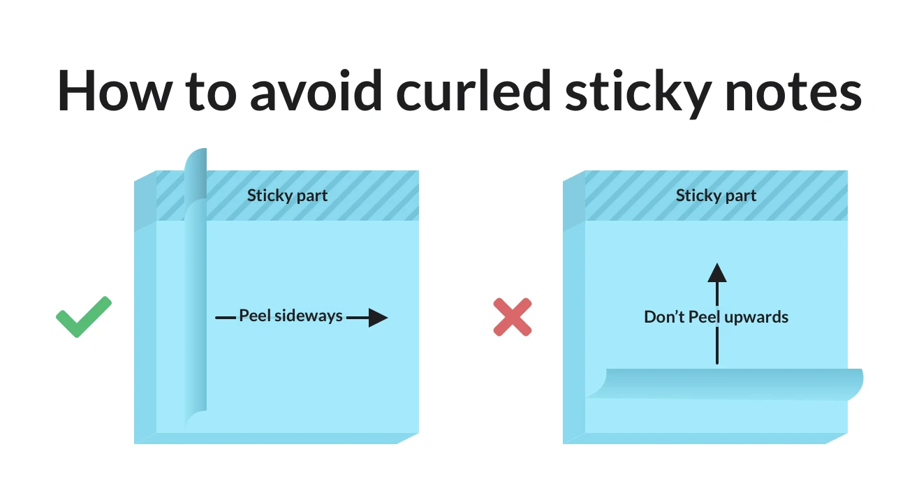 Avoid sticky note curling!