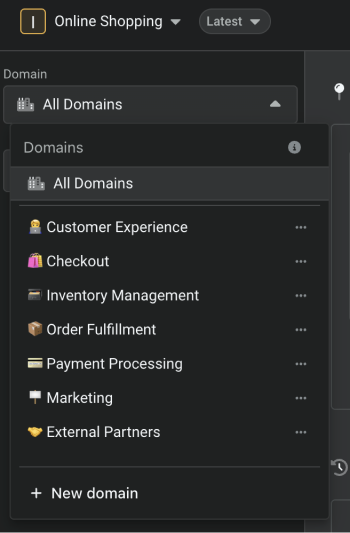 IcePanel domains dropdown