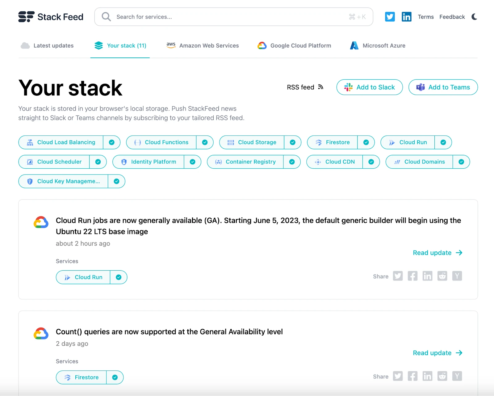 StackFeed interface!