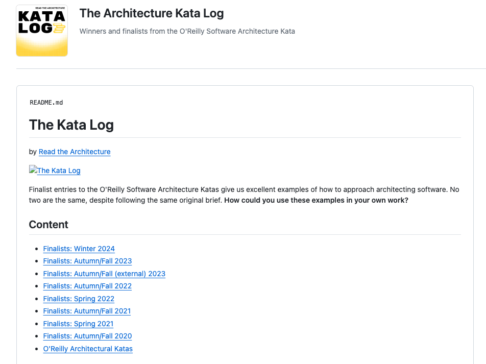 Architecture Kata entries from 2020 to 2024