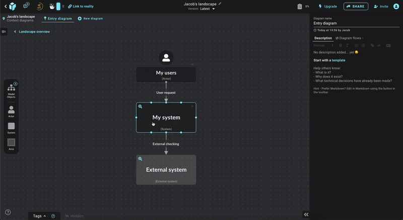 Step 2a: Zoom into a system and add your apps and data stores